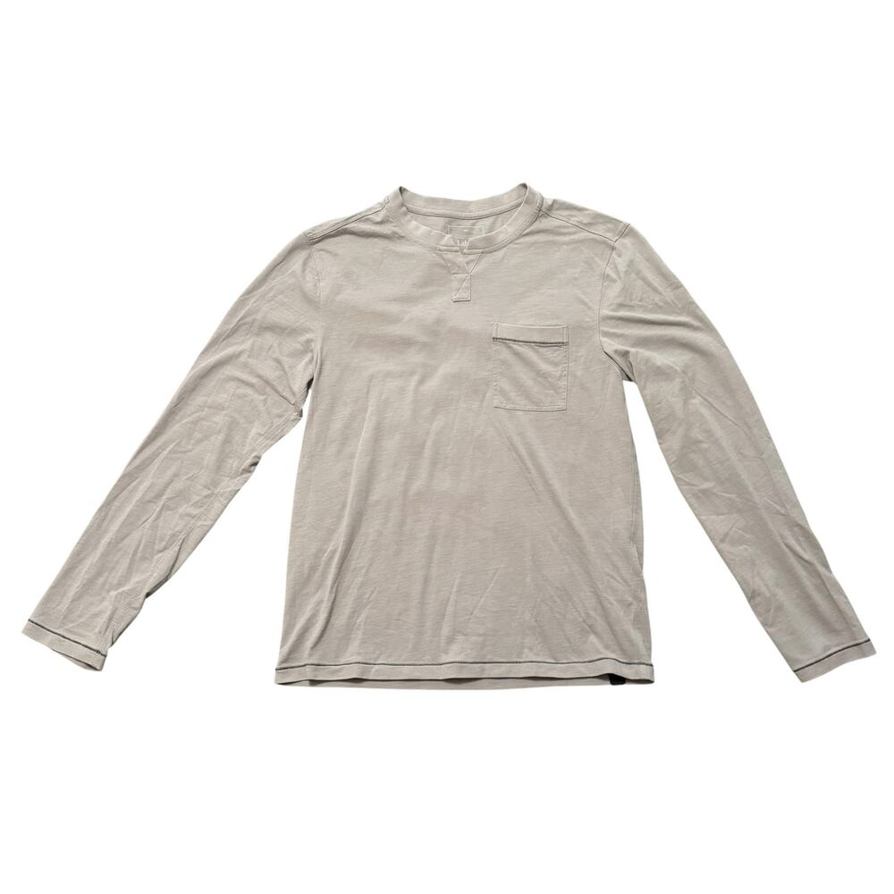 Lahgo by Lunya Restore Henley Long Sleeve Sleepwear Comfort Light Gray Small